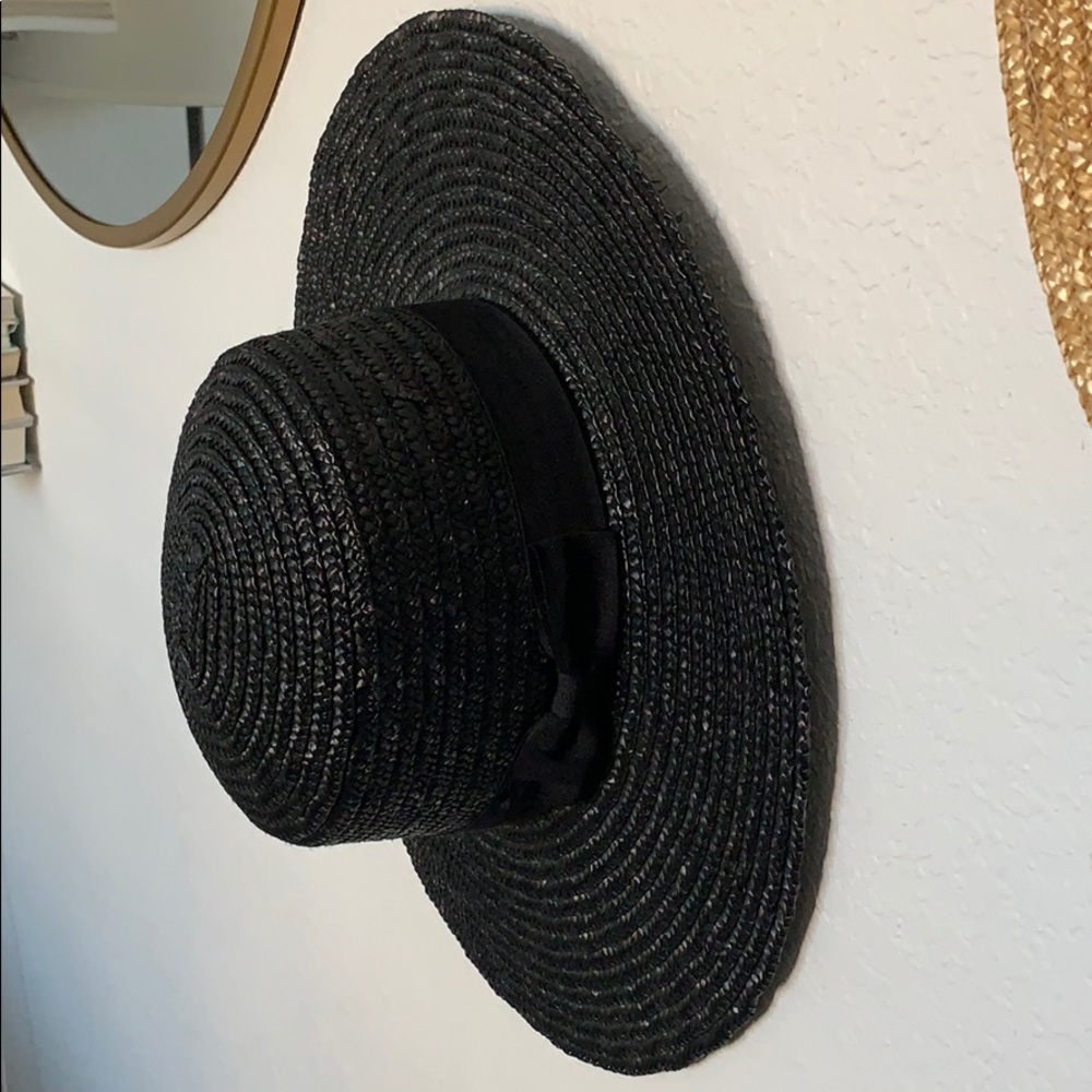 SOLD Black Straw Wide Brim Hat